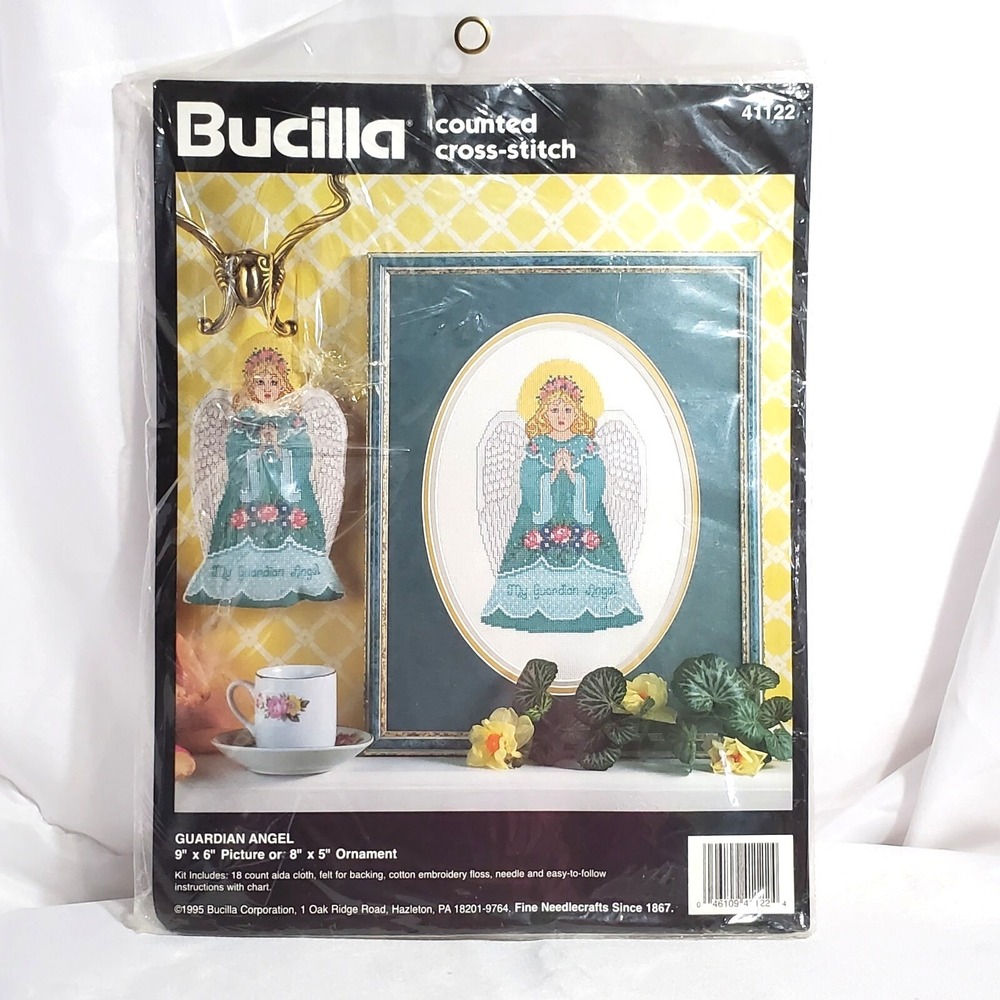 Bucilla Christmas Guardian Angel Counted Cross Stitch Kit Ornament or Picture